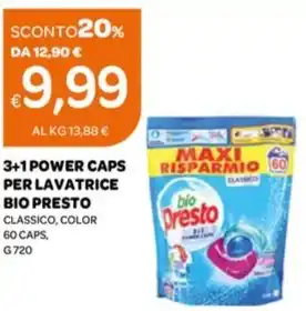 Ekom 3+1 POWER CAPS PER LAVATRICE BIO PRESTO CLASSICO, COLOR 60 CAPS offerta