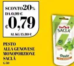 Ekom PESTO ALLA GENOVESE MONOPORZIONE SACLÀ G50 offerta