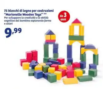 In'S Mercato 75 blocchi di legno per costruzioni "Marionette Wooden Toys" offerta