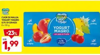 DPiù CUOR DI MALGA YOGURT MAGRO 0.1% DI GRASSI 8 x 125 g offerta