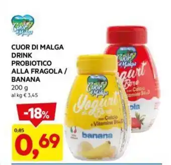 DPiù CUOR DI MALGA DRINK PROBIOTICO ALLA FRAGOLA / BANANA 200 g offerta
