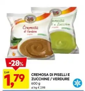 DPiù CREMOSA DI PISELLI E ZUCCHINE / VERDURE 600 g offerta