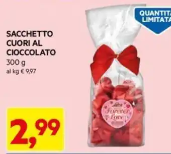 DPiù SACCHETTO CUORI AL CIOCCOLATO offerta