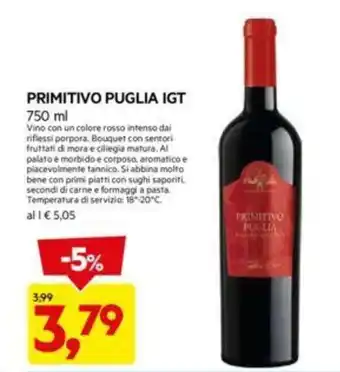 DPiù PRIMITIVO PUGLIA IGT 750 ml offerta