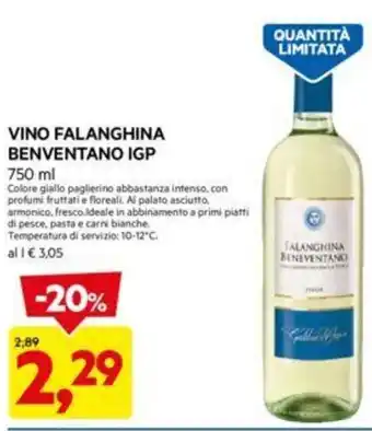 DPiù VINO FALANGHINA BENVENTANO IGP 750 ml offerta