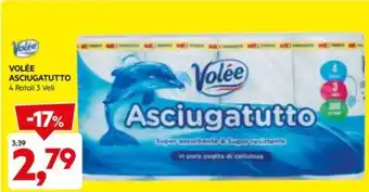 DPiù VOLÉE ASCIUGATUTTO 4 Rotoli 3 Veli offerta