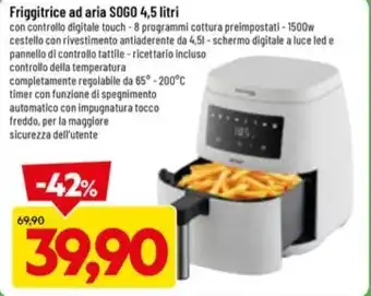 DPiù Friggitrice ad aria SOGO 4,5 litri offerta