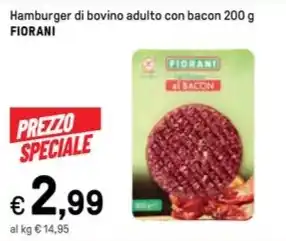 Iper La Grande Hamburger di bovino adulto con bacon 200 g FIORANI offerta