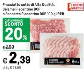 Iper La Grande Prosciutto cotto di Alta Qualità, 100 g IPER offerta