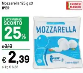 Mozzarella 125 g x3 IPER