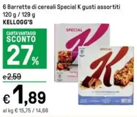 Iper La Grande 6 Barrette di cereali Special K gusti assortiti 120 g / 129 g KELLOGG'S offerta