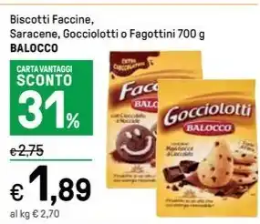 Iper La Grande Biscotti Faccine, Saracene, Gocciolotti o Fagottini 700 g BALOCCO offerta