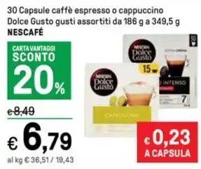 Iper La Grande 30 Capsule caffè espresso o cappuccino Dolce Gusto gusti assortiti da 186 g a 349,5 g NESCAFÉ offerta
