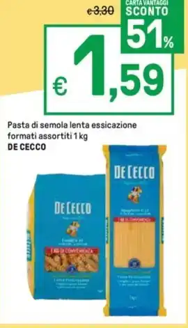 Iper La Grande Pasta di semola lenta essicazione formati assortiti 1 kg DE CECCO offerta