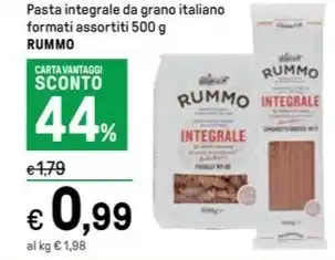 Iper La Grande Pasta integrale da grano italiano formati assortiti 500 g RUMMO offerta