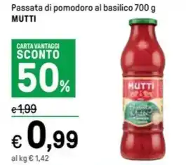 Iper La Grande Passata di pomodoro al basilico 700 g MUTTI offerta