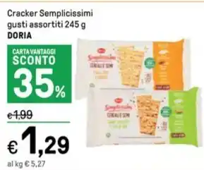 Iper La Grande Cracker Semplicissimi gusti assortiti 245 g DORIA offerta