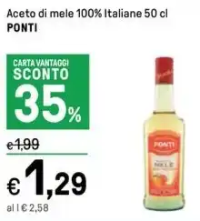 Iper La Grande Aceto di mele 100% Italiane 50 cl PONTI offerta