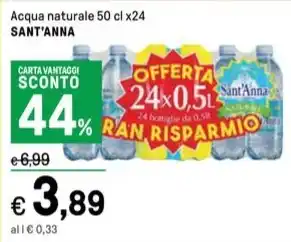Iper La Grande Acqua naturale 50 cl x24 SANT'ANNA offerta