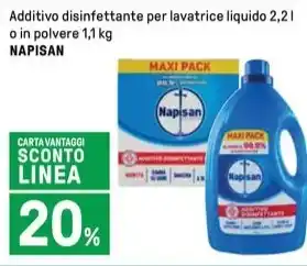 Iper La Grande Additivo disinfettante per lavatrice liquido 2,2 l o in polvere 1,1 kg NAPISAN offerta