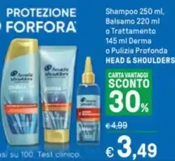 Shampoo 250 ml, Balsamo 220 ml o Trattamento 145 ml Derma o Pulizia Profonda HEAD & SHOULDERS