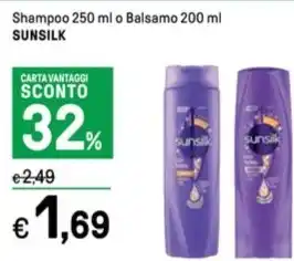 Iper La Grande Shampoo 250 ml o Balsamo 200 ml SUNSILK offerta