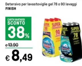 Iper La Grande Detersivo per lavastoviglie gel 78 o 90 lavaggi FINISH offerta
