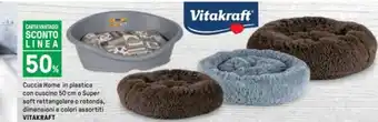 Iper La Grande Cuccia Home in plastica con cuscino 50 cm o Super soft rettangolare o rotonda, dimensioni e colori assortiti VITAKRAFT offerta
