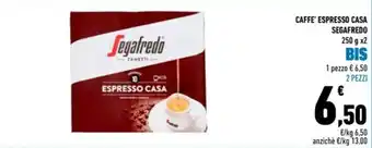 Conad CAFFE' ESPRESSO CASA SEGAFREDO 250 g x2 offerta