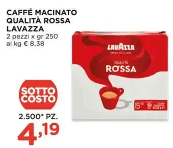 Alì Supermercati CAFFÉ MACINATO QUALITÀ ROSSA LAVAZZA 2 pezzi x gr 250 offerta