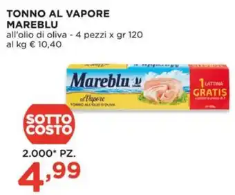 Alì Supermercati TONNO AL VAPORE MAREBLU all'olio di oliva - 4 pezzi x gr 120 offerta
