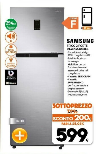 Expert Samsung Frigo 2 Porte RT38K5530S8ES offerta