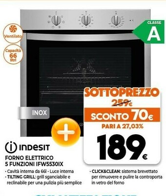 Expert Indesit IFW 5530 IX Forno Forno Elettrico 66 L Acciaio Inossidabile A offerta
