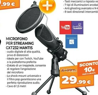 Trust GXT 232 Mantis Nero Microfono Per PC