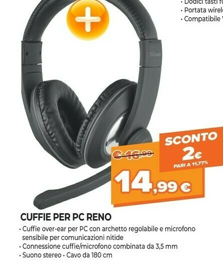Trust Cuffie Per Pc Reno offerta di Expert