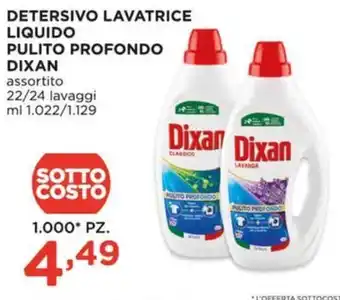 Alì Supermercati DETERSIVO LAVATRICE LIQUIDO PULITO PROFONDO DIXAN assortito 22/24 lavaggi offerta