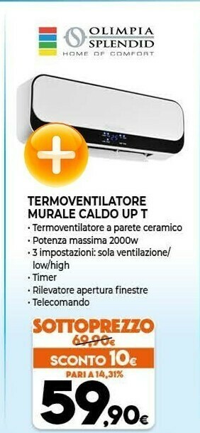 Olimpia splendid Termoventilatore Murale Caldo Up T