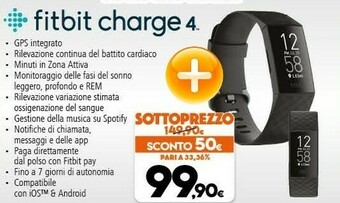 Expert Fitbit Charge 4 Braccialetto Per Rilevamento Di Attività Nero, Blu offerta