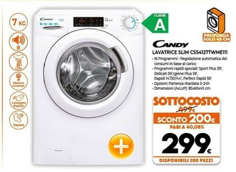 Expert Candy CSS4127TWME/1-11 Lavatrice Caricamento Frontale 7 Kg 1200 Giri/min A Bianco offerta