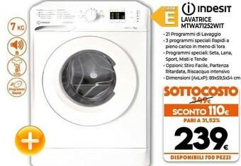 Expert Indesit MTWA 71252 W IT Lavatrice Caricamento Frontale 7 Kg 1200 Giri/min E Bianco offerta