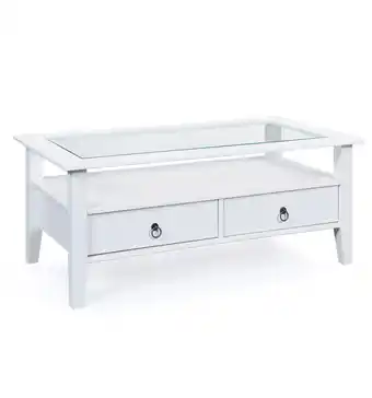 Eurobrico Tavolino in legno con piano vetro e 2 cassetti, 115x45x60 cm offerta