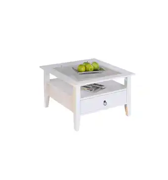 Eurobrico Tavolino bianco con top in vetro temperato, 75x45x75 cm offerta