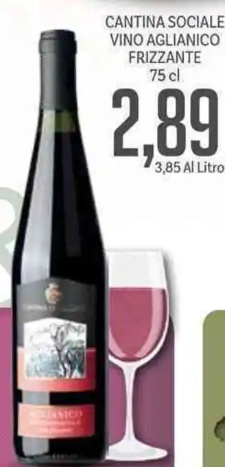 Supermercati Piccolo Cantina Sociale Vino Aglianico Frizzante 75 cl offerta