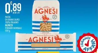 Iper Nonna Isa PASTA DI GRANO DURO 100% ITALIANO AGNESI FORMATI NORMALI 500 g offerta