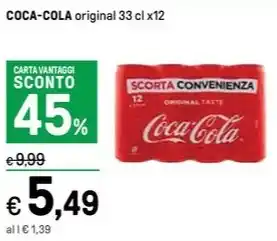 Iper La Grande COCA-COLA original 33 cl x12 offerta
