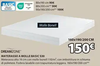 JYSK DREAMZONE MATERASSO A MOLLE BASIC S30 offerta