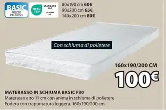 JYSK MATERASSO IN SCHIUMA BASIC F30 offerta