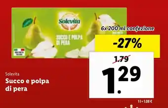 Lidl Solevita SUCCO E POLPA DI PERA offerta