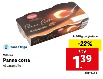 Lidl Milbona Panna cotta Al caramello 2x 100 g confezione offerta