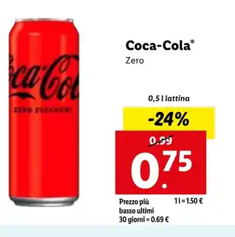 Lidl Coca-Cola Zero 0,5 l lattina offerta